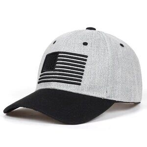 Gray &‎ Black American Flag Embroidered Low Profile Baseball Cap US Flag Hat